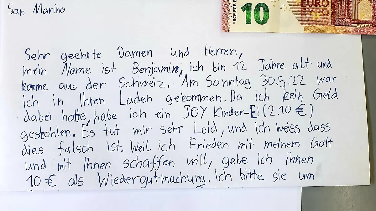 Brief von Benjamin