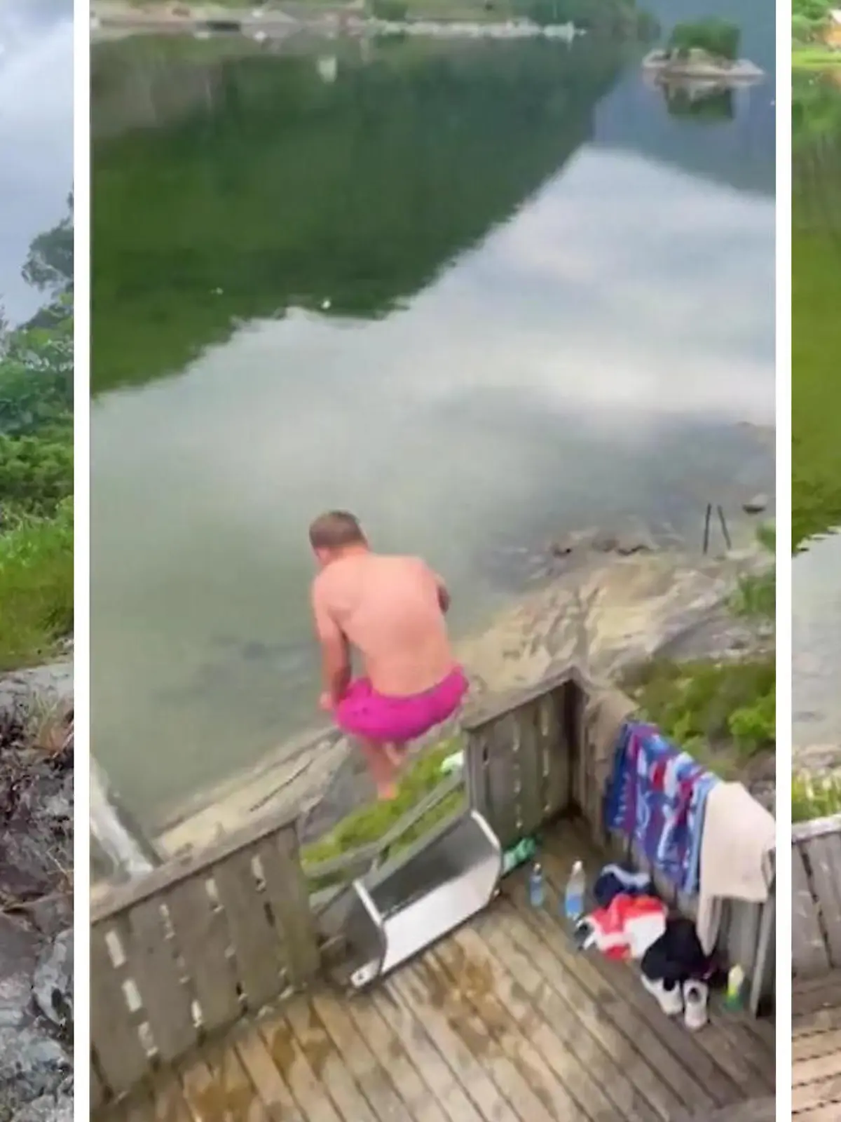 Als wäre ein Klippensprung nicht schon gefährlich genug! Dieser Mann setzt noch einen drauf. Was in diesem Video passiert, sieht man sich besser bequem daheim an – und macht es auf garkeinen Fall nach, denn diese waghalsige Aktion hätte auch anders enden können.