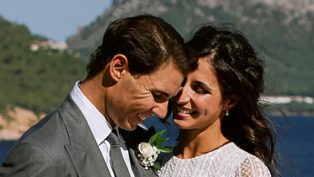Rafael Nadal udn seine Frau  María Francisca Perelló bei ihrer Hochzeit auf Mallorca am 19. Oktober 2019.