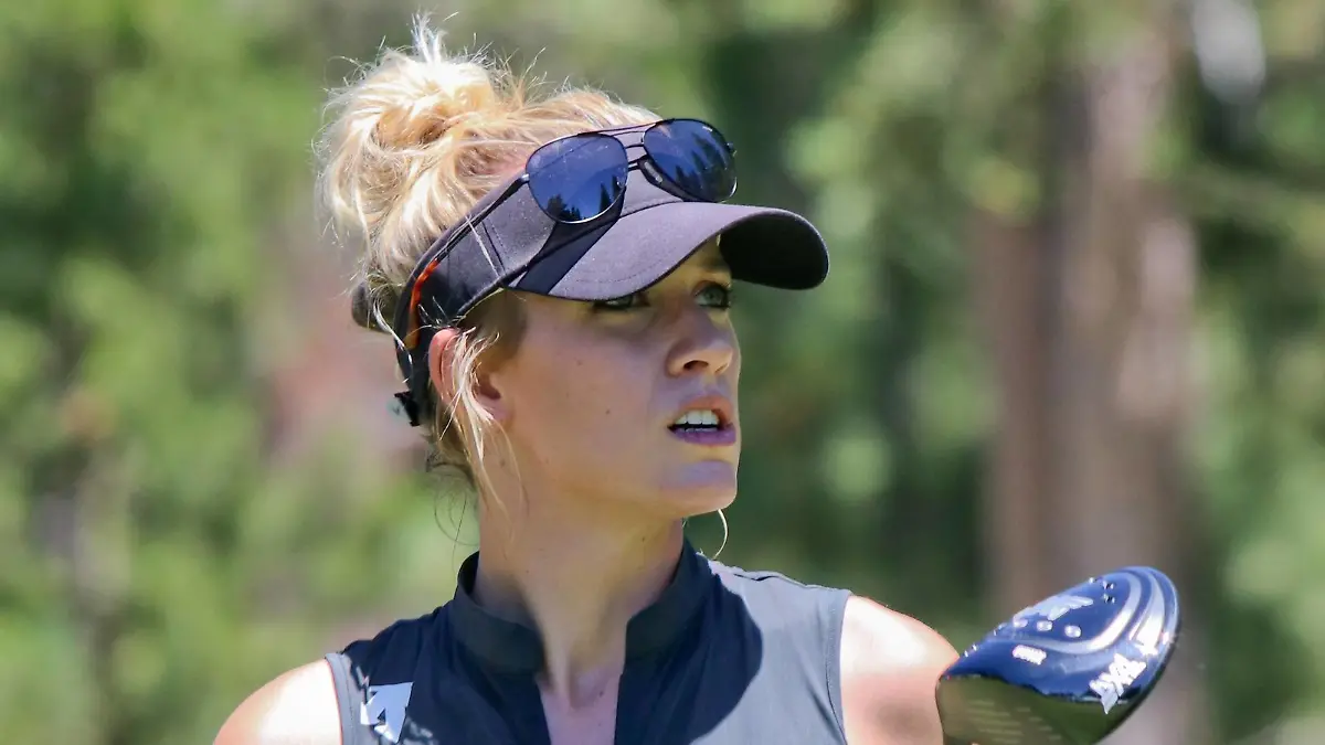 July 14, 2017 - Stateline, Nevada, U.S. - LPGA Golf Damen Golfer & Model, PAIGE SPIRANAC playing in the American Century Championship celebrity golf held at the Edgwood golf course on the shores of S. Lake Tahoe. American Century Celebrity Golf Tournament 2017  - ZUMAa07_ 20170716_sha_a07_947 Copyright: xDanexAndrewx