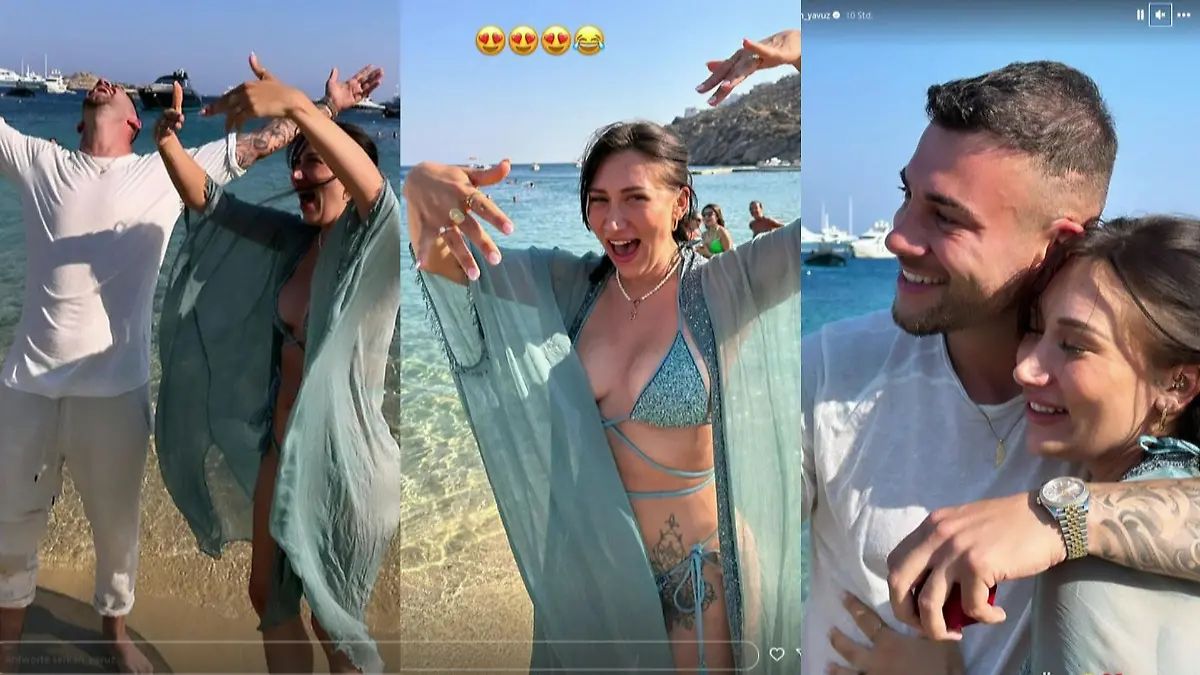 Nach dem Antrag zeigen sich Serkan Yavuz und Samira Klampfl überglücklich.