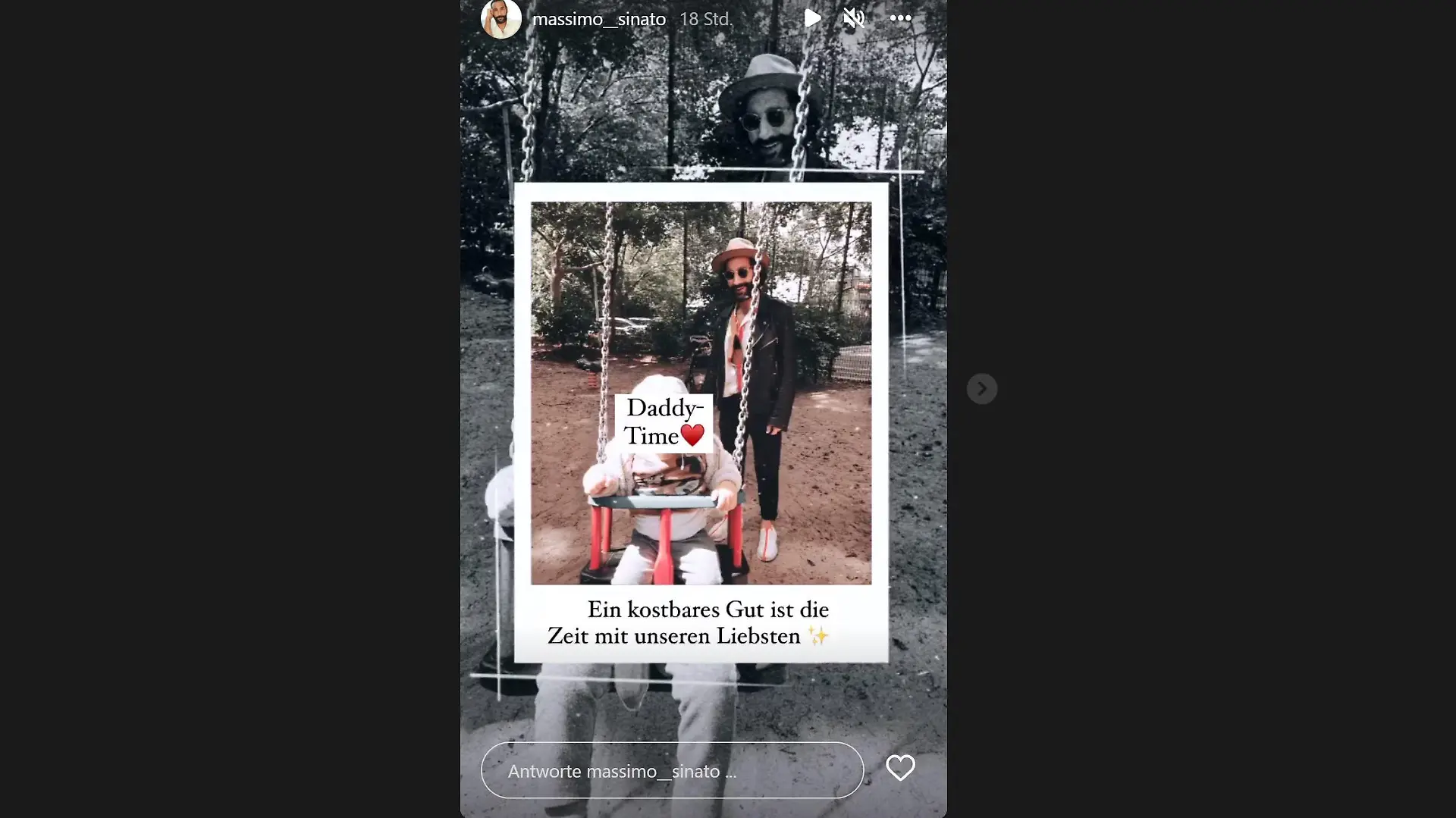 Massimo Sinató teilt den süßen Papa-Sohn-Moment auf Instagram.