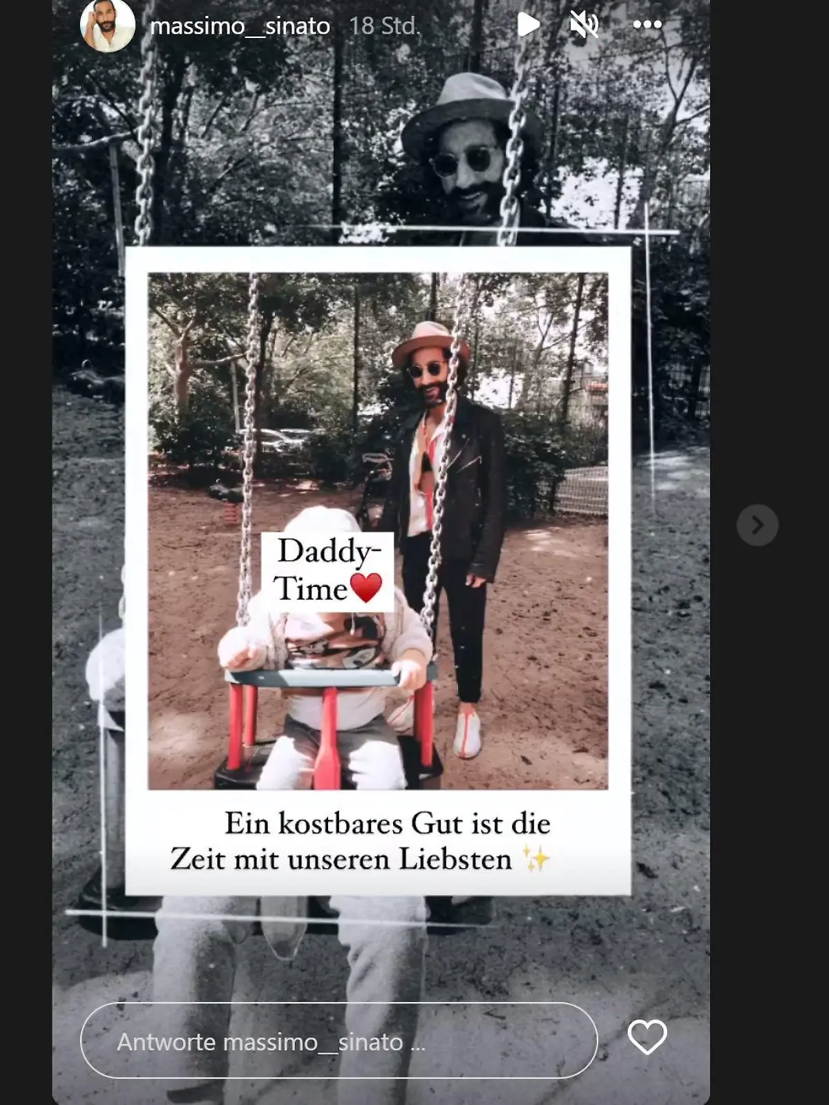 Massimo Sinató teilt den süßen Papa-Sohn-Moment auf Instagram.