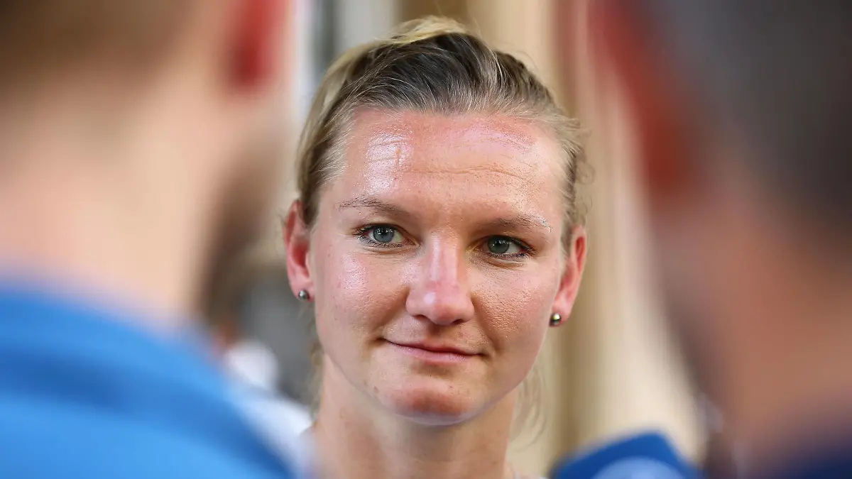 03.06.2019, xcex, GER, Frankfurt am Main, Villa Kennedy, Frauenfussball, Nationalmannschaft, DFB, DFB Frauen, FIFA WM, Die DFB Frauen starten von Frankfurt aus zur WM nach Frankreich Nationalspielerin und Kapitaenin Alexandra Popp im Interview mit Medienvertretern *** 03 06 2019, xcex, GER, Frankfurt am Main, Villa Kennedy, womens football, national team, DFB, DFB women, FIFA World Cup, the DFB women start from Frankfurt to the World Cup in France National player and captain Alexandra Popp in an interview with media representatives