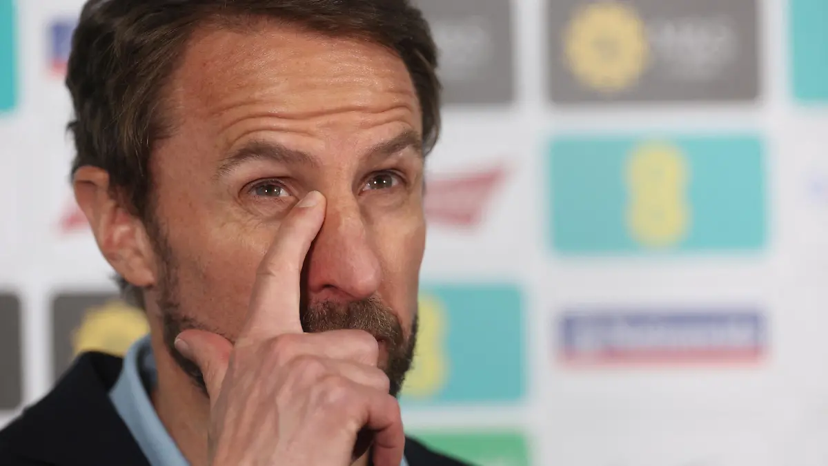 Soccer Football - UEFA Nations League - Group C - England v Hungary - Molineux Stadium, Wolverhampton, Britain - June 14, 2022 England manager Gareth Southgate being interviewed after the match Action Images via Reuters/Paul Childs