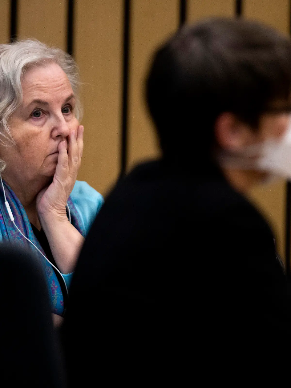 FILE - Romance writer Nancy Crampton Brophy, left, accused of killing her husband, Dan Brophy, in June 2018, watches proceedings in court in Portland, Ore., on April 4, 2022. She was sentenced Monday, June 13, 2022, to life in prison with the possibility of parole for murdering her husband. (Dave Killen/The Oregonian via AP, Pool, File)