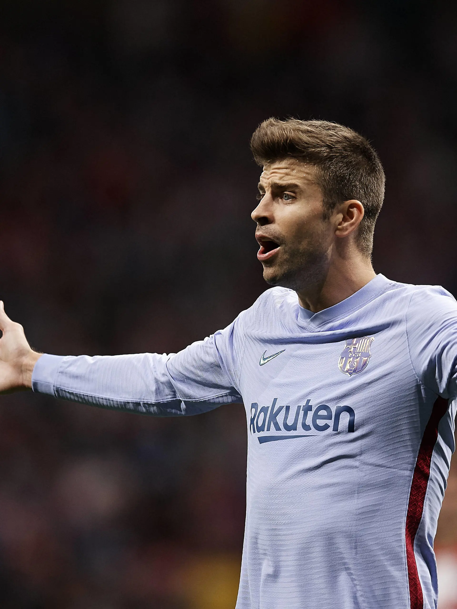 Club Atletico de Madrid v FC Barcelona, Barca - La Liga Santander Gerard Pique of Barcelona reacts during the La Liga Santander match between Club Atletico de Madrid and FC Barcelona at Estadio Wanda Metropolitano on October 2, 2021 in Madrid, Spain. Madrid Spain breton-clubatle211002_npi1V PUBLICATIONxNOTxINxFRA Copyright: xJosexBretonx 