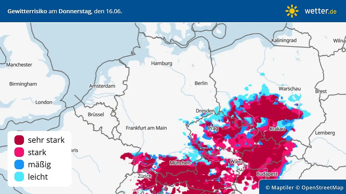 Wetter am Feiertag: Das Gewitterrisiko steigt am Ende des Tages.