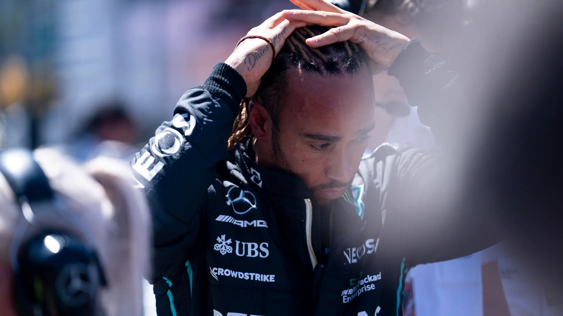 June 12, 2022, Baku, Azerbaijan: LEWIS HAMILTON of Great Britain and Mercedes-AMG F1 Team on the starting grid before the 2022 FIA Formula 1 Azerbaijan Grand Prix at Baku City Circuit in Baku, Azerbaijan. Baku Azerbaijan - ZUMAg147 20220612_zap_g147_097 Copyright: xJamesxGasperottix