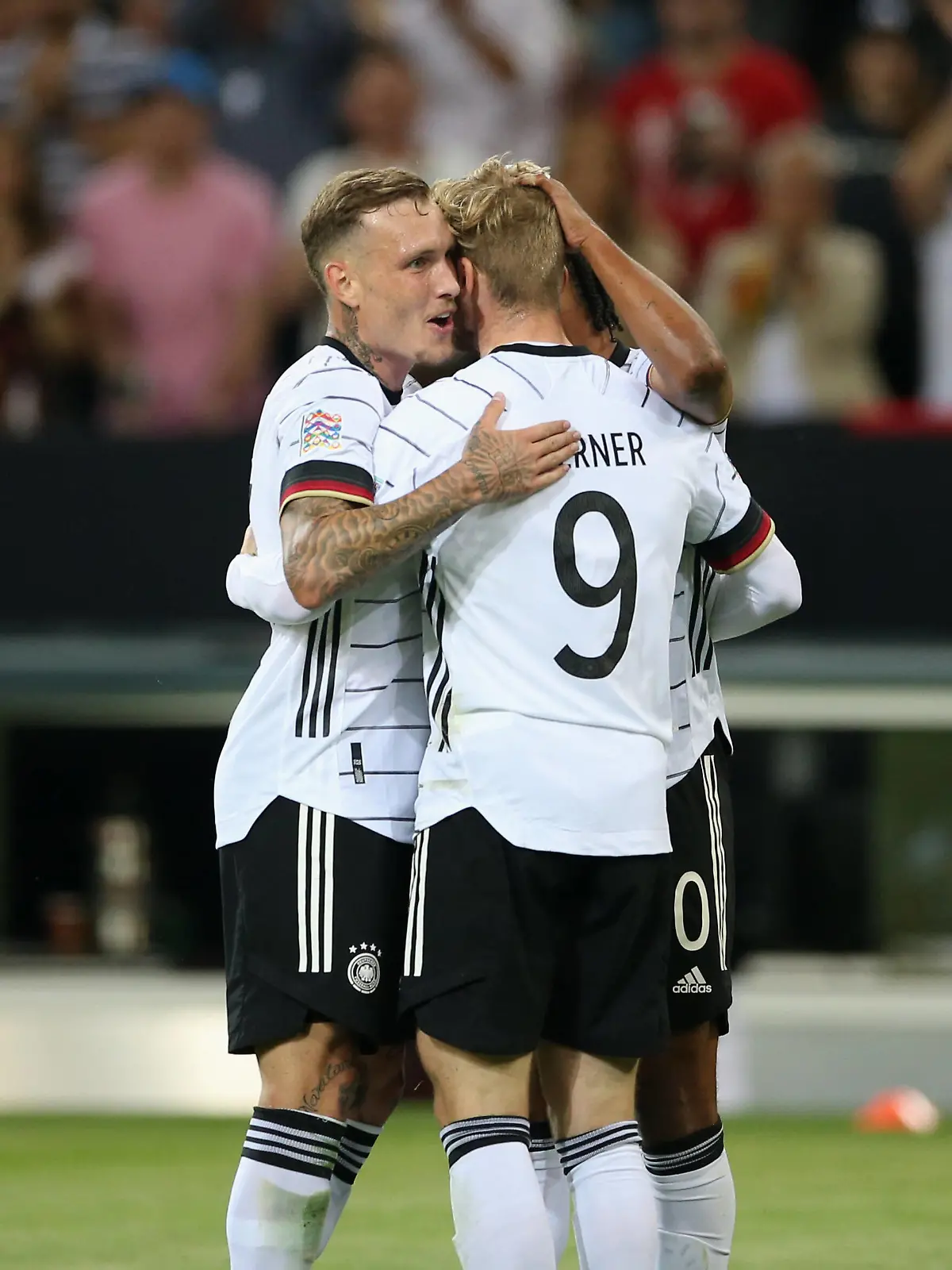  14.06.2022, Fussball Länderspiel UEFA Nations League 2022/23, Deutschland - Italien, im Borussia-Park Mönchengladbach. Torjubel Timo Werner Deutschland zum 4:0 *** 14 06 2022, football international match UEFA Nations League 2022 23, Germany Italy, at Borussia Park Mönchengladbach goal celebration Timo Werner Germany to 4 0