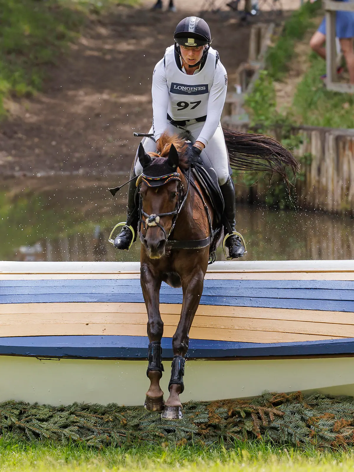 LUHMÜHLEN - Longines Horse Trail 2023, LUHMÜHLEN - Longines Horse Trail 2023 MARZAHL Nadine GER, Valentine FRH CCI4*-S Meßmer Trophy / Deutsche Meisterschaft 2023 Gelände / Cross Country Luhmühlen, Turniergelände 17. June 2023 - *** LUHMÜHLEN Longines Horse Trail 2023, LUHMÜHLEN Longines Horse Trail 2023 MARZAHL Nadine GER , Valentine FRH CCI4 S Meßmer Trophy German Championship 2023 cross country Luhmühlen, show grounds 17 June 2023