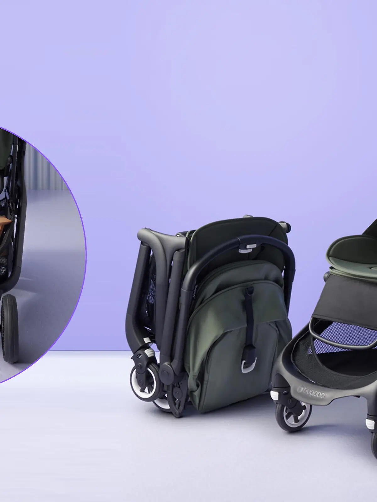 Kinderwagen aus verschiedenen Winkeln.