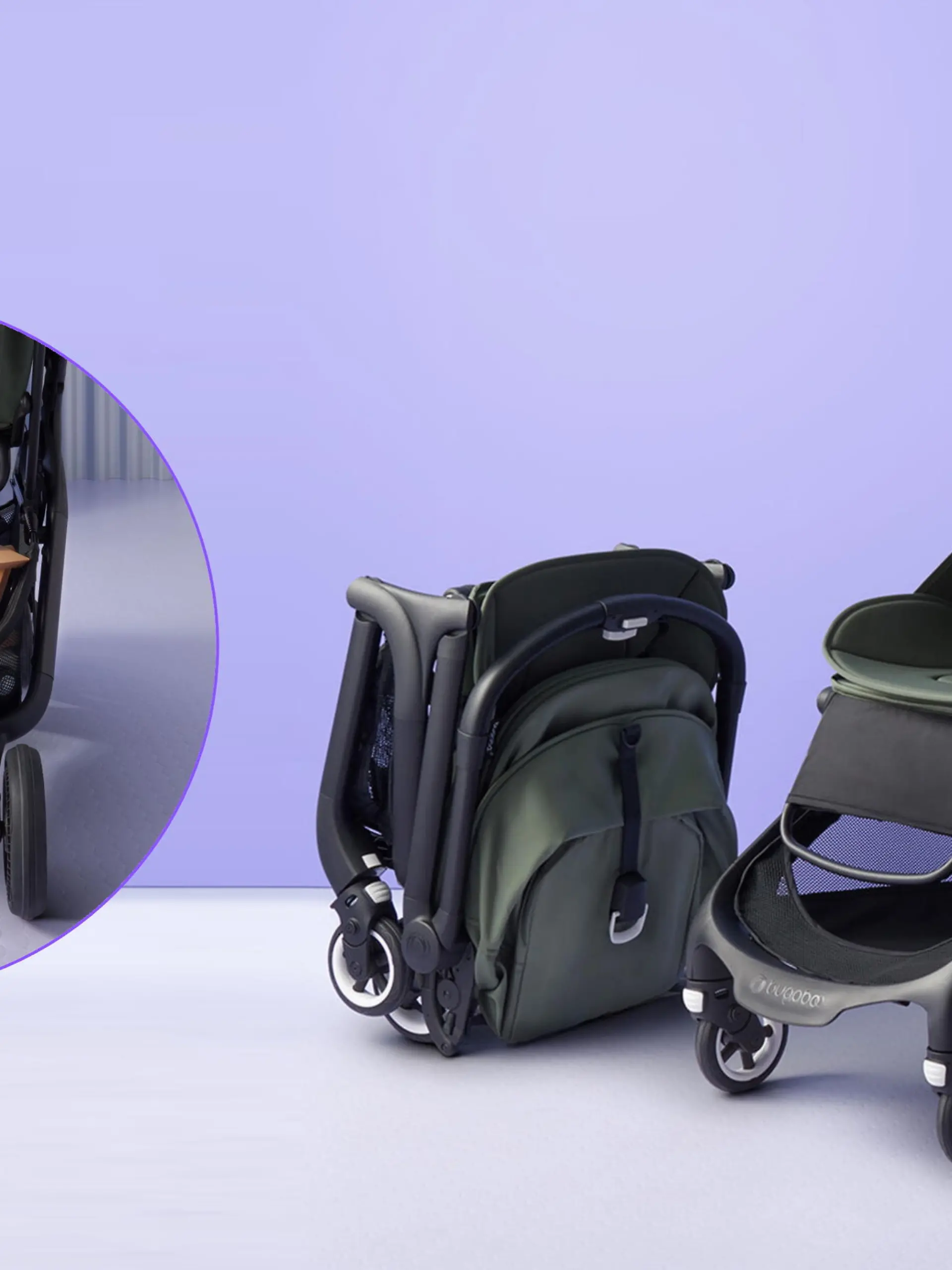 Kinderwagen aus verschiedenen Winkeln.