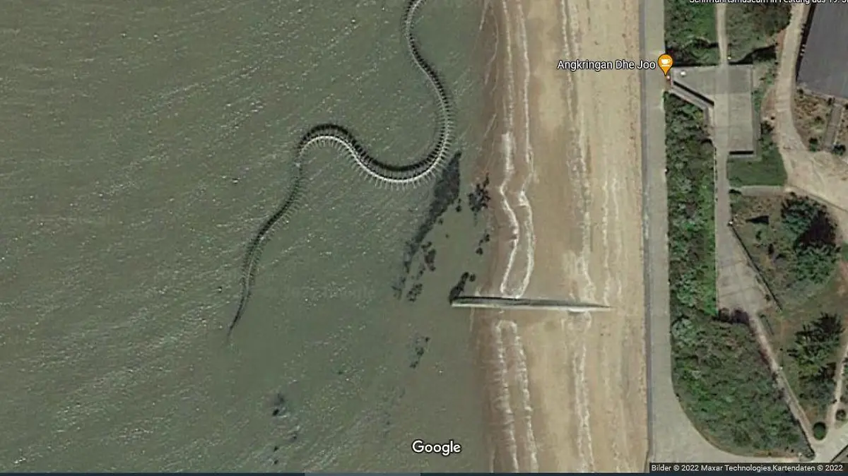 In Frankreich wurde das Schlangen-Skelett über die Satellitenansicht bei Google Maps entdeckt.