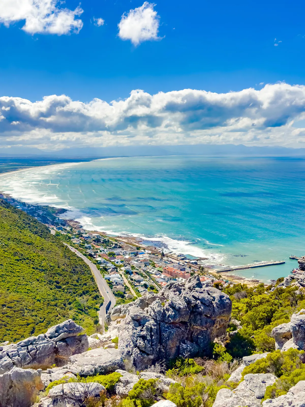 Elevated panoramic view of Kalk Bay Harbour in Cape Town