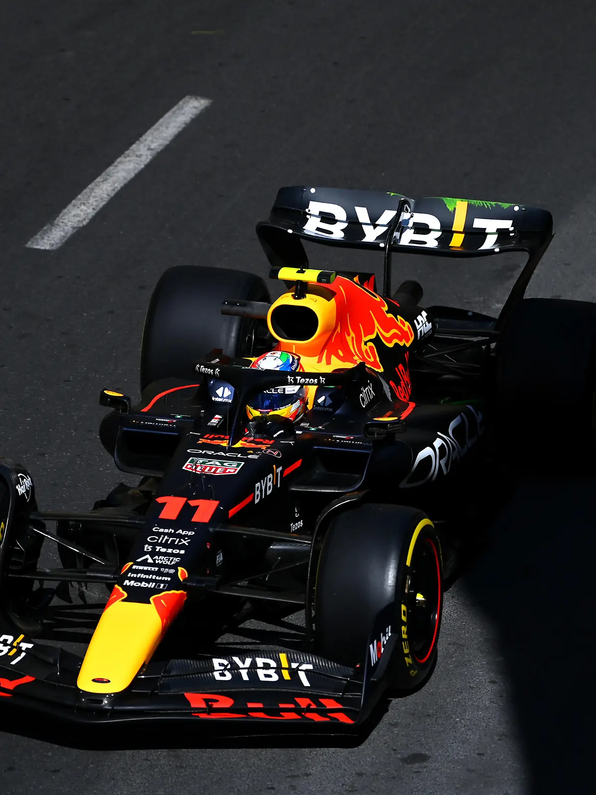 BAKU, AZERBAIJAN - JUNE 10: Sergio Perez of Mexico driving the (11) Oracle Red Bull Racing RB18 on track during practice ahead of the F1 Grand Prix of Azerbaijan at Baku City Circuit on June 10, 2022 in Baku, Azerbaijan. (Photo by Dan Mullan/Getty Images)