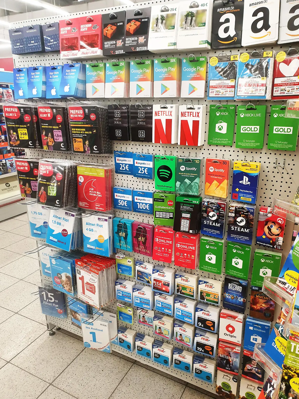 Geschenk- und Guthabenkarten, Deutschland | giftcards and prepaid cards, Germany