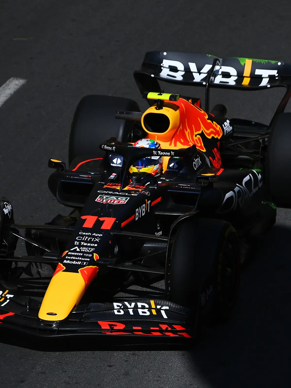 BAKU, AZERBAIJAN - JUNE 10: Sergio Perez of Mexico driving the (11) Oracle Red Bull Racing RB18 on track during practice ahead of the F1 Grand Prix of Azerbaijan at Baku City Circuit on June 10, 2022 in Baku, Azerbaijan. (Photo by Dan Mullan/Getty Images)