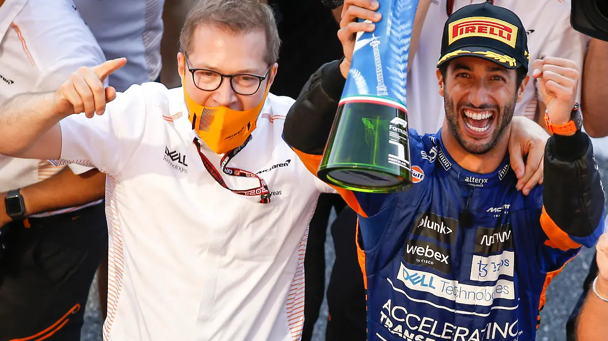 Andreas Seidl (GER, McLaren F1 Team), #3 Daniel Ricciardo (AUS, McLaren F1 Team), F1 Grand Prix of Italy at Autodromo Nazionale Monza on September 12, 2021 in Monza, Italy. (Photo by HOCH ZWEI)