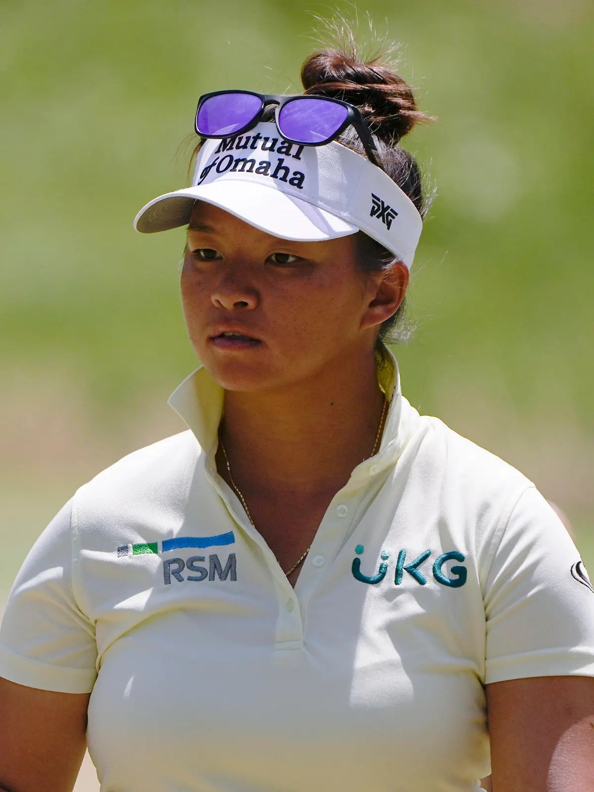Danielle Kang misses a putt on the fifth green during the final round of the U.S. Women's Open golf tournament at the Pine Needles Lodge & Golf Club in Southern Pines, N.C., on Sunday, June 5, 2022. (AP Photo/Chris Carlson)
