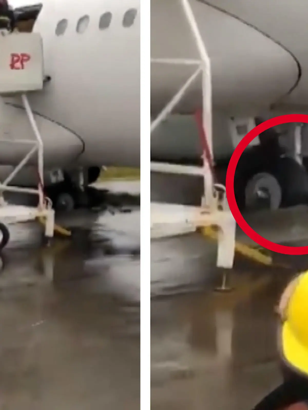 Dieser Airbus hier landete in der brasilianischen Stadt Florianopolis und machte auf der Landebahn eine 90 Grad-Drehung. Der Flieger rutschte von der Landebahn und blieb mit dem Bugrad im Boden stecken.