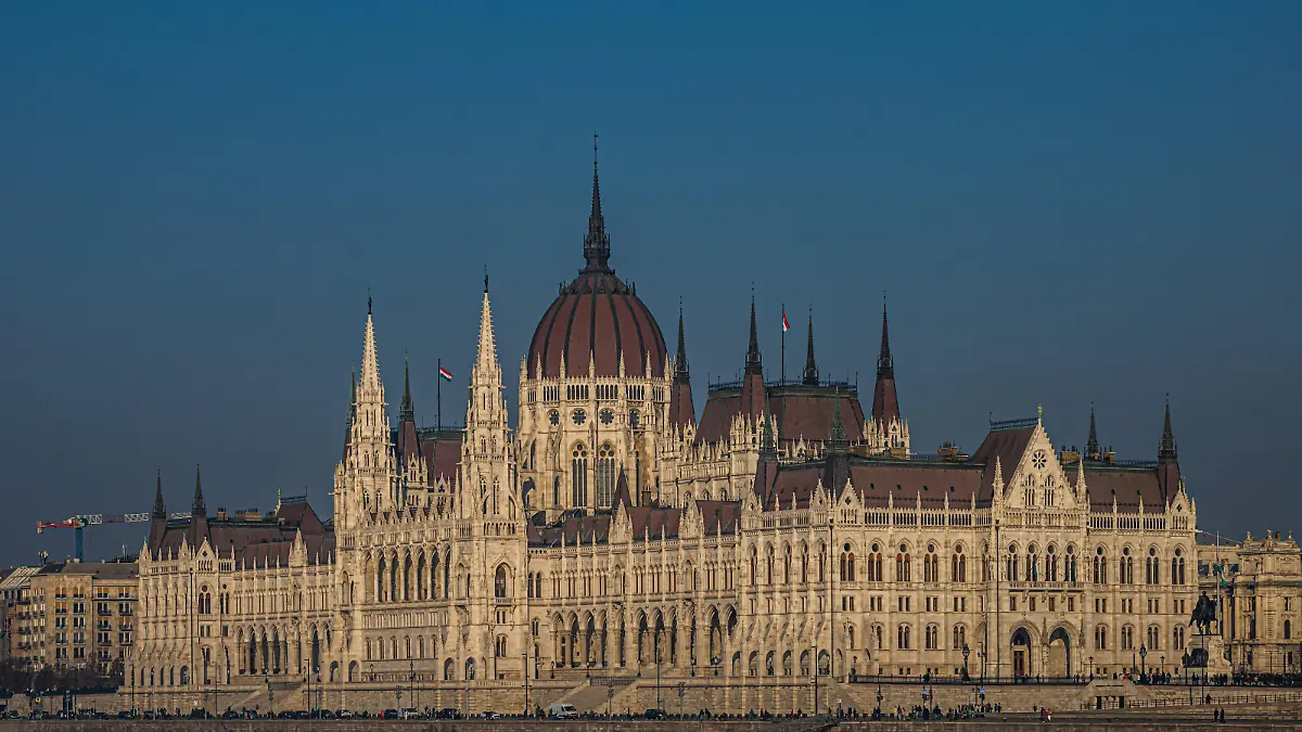 Budapest, Hungary A view of the Parliament and the Danube river.