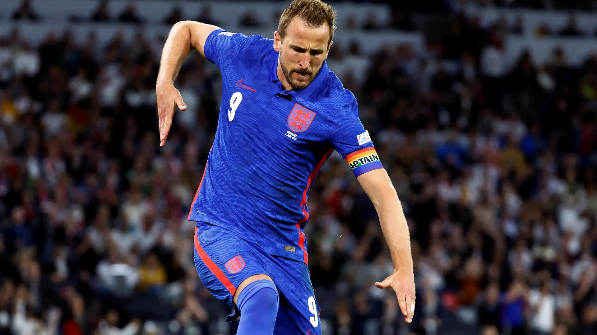 Soccer Football - UEFA Nations League - Group C - Germany v England - Allianz Arena, Munich, Germany - June 7, 2022 England's Harry Kane celebrates scoring their first goal REUTERS/Heiko Becker TPX IMAGES OF THE DAY