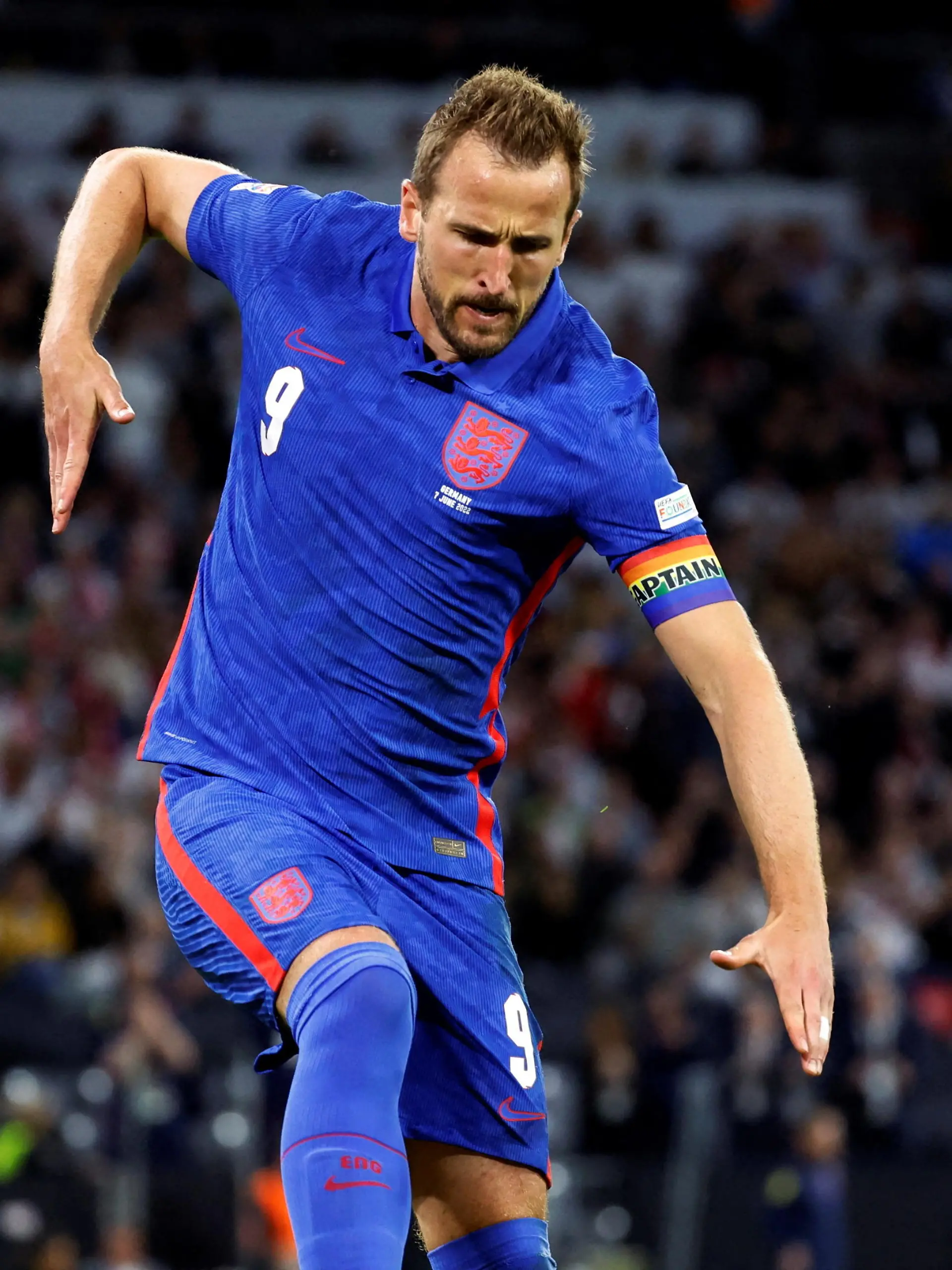 Soccer Football - UEFA Nations League - Group C - Germany v England - Allianz Arena, Munich, Germany - June 7, 2022 England's Harry Kane celebrates scoring their first goal REUTERS/Heiko Becker     TPX IMAGES OF THE DAY