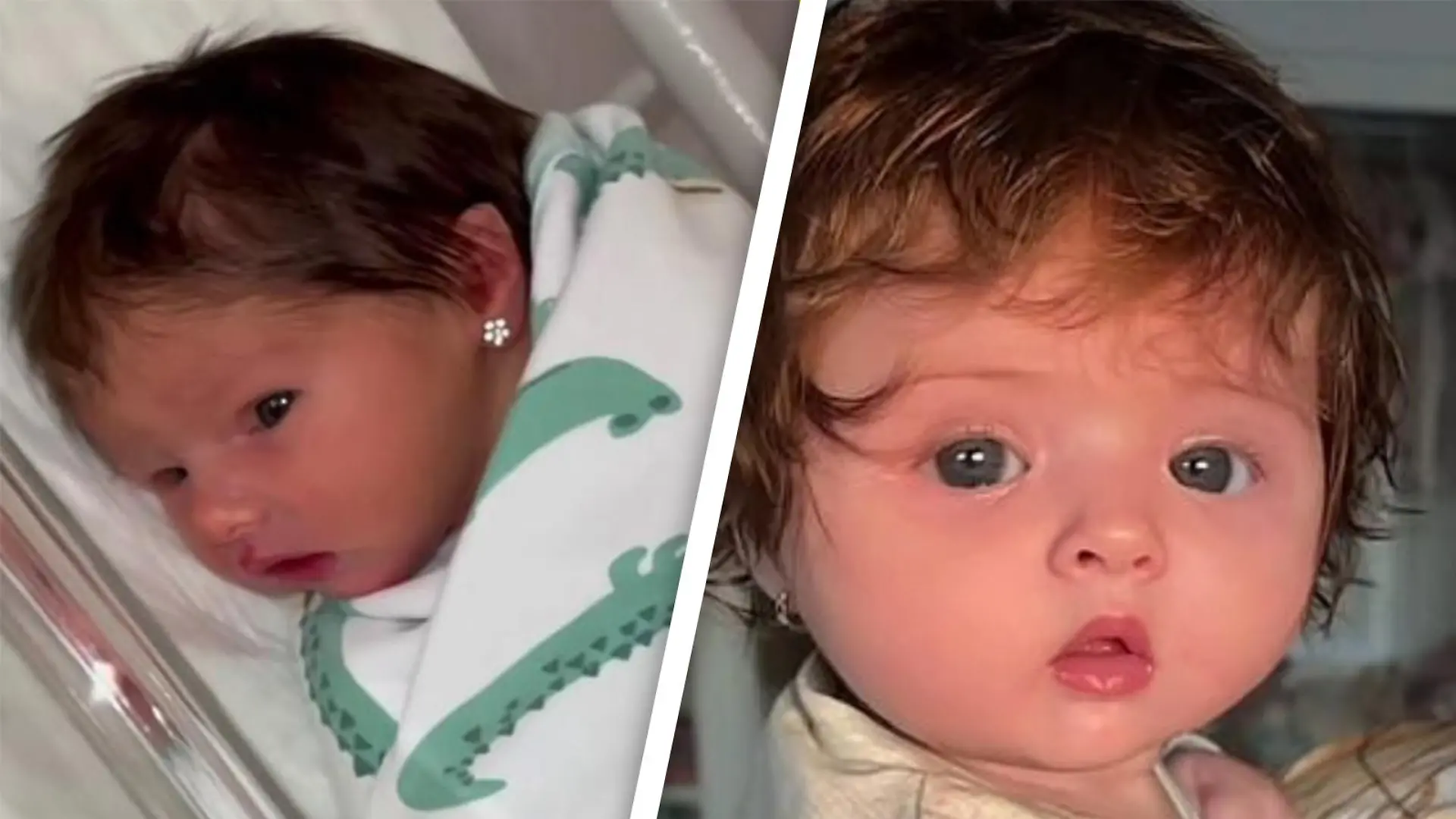 Als Neugeborene und als Baby: die kleine Lara mit Ohrsteckern