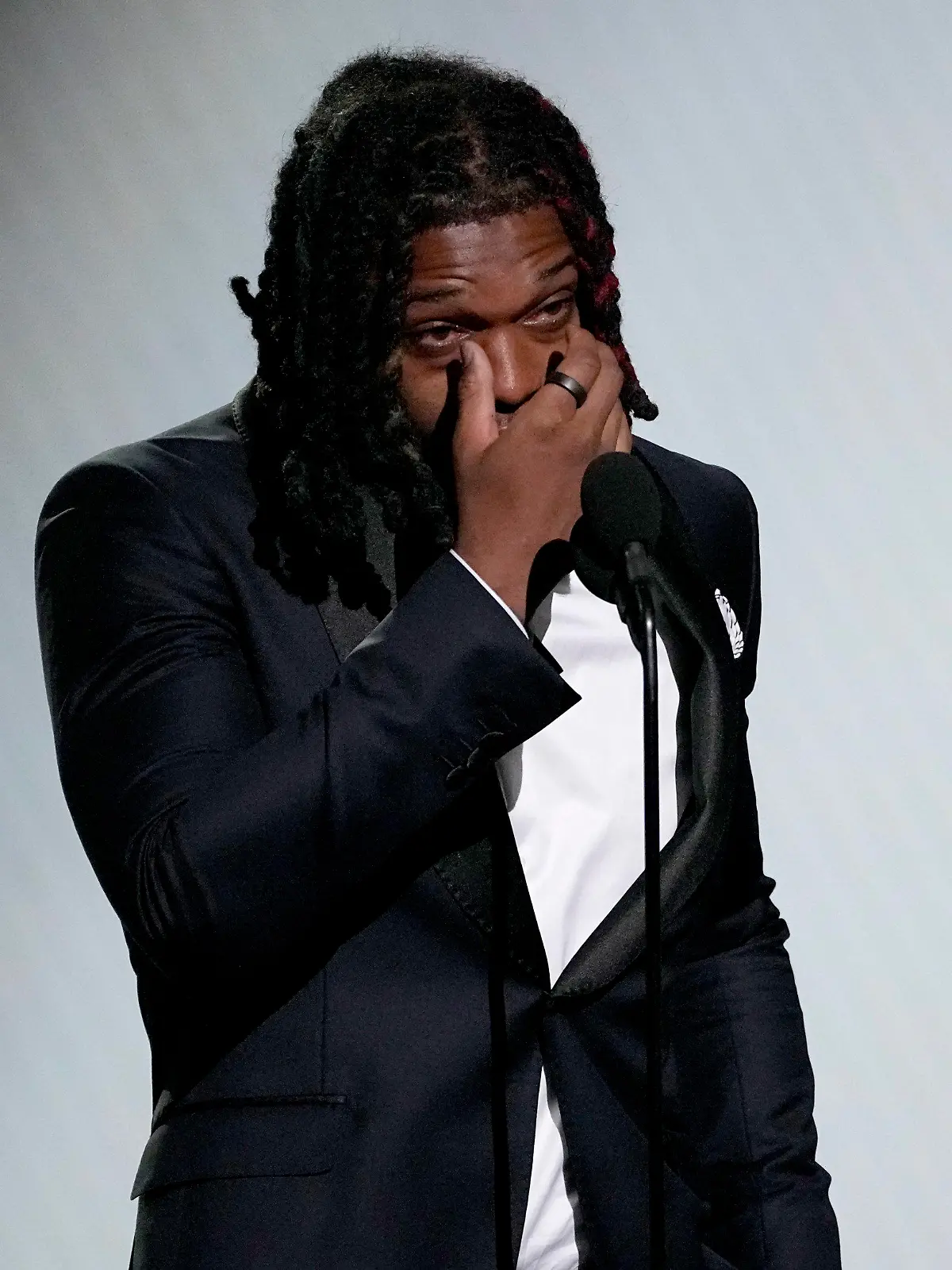 Professional NFL player Damar Hamlin of the Buffalo Bills presents the Pat Tillman award for service at the ESPY awards on Wednesday, July 12, 2023, at the Dolby Theatre in Los Angeles. (AP Photo/Mark Terrill)