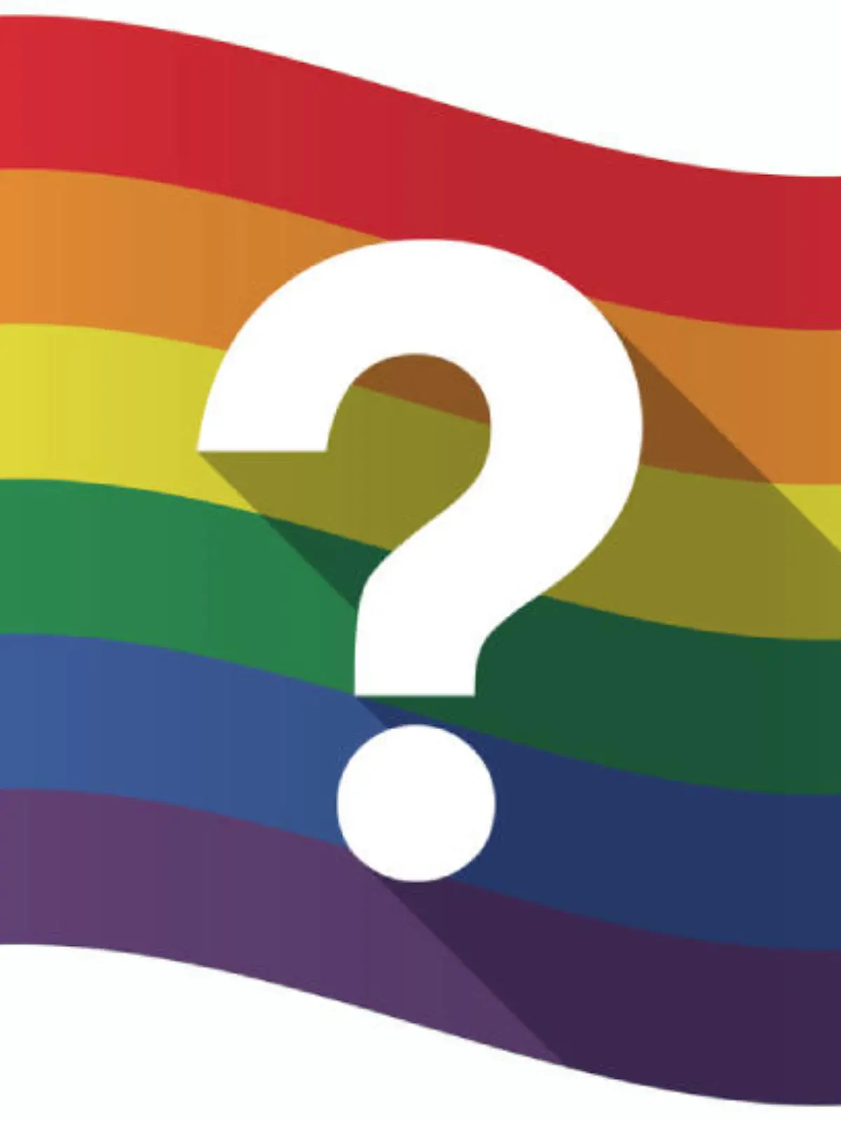 Fragezeichen vor Regenbogenflagge