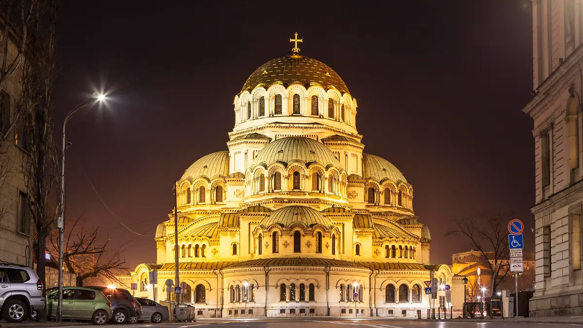 Alexander-Newski-Kathedrale, Nachtaufnahme, Sofia, Bulgarien, Europa