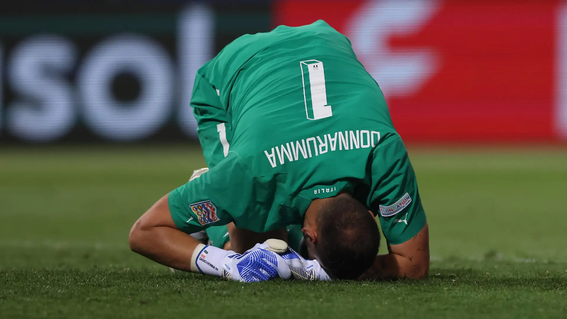 Bologna, Italy, 4th June 2022. Gianluigi Donnarumma of Italy lays injured after hurting his wrist during the UEFA Nations League match at Stadio Renato Dall Ara, Bologna. Picture credit should read: Jonathan Moscrop / Sportimage PUBLICATIONxNOTxINxUK SPI-1724-0019
