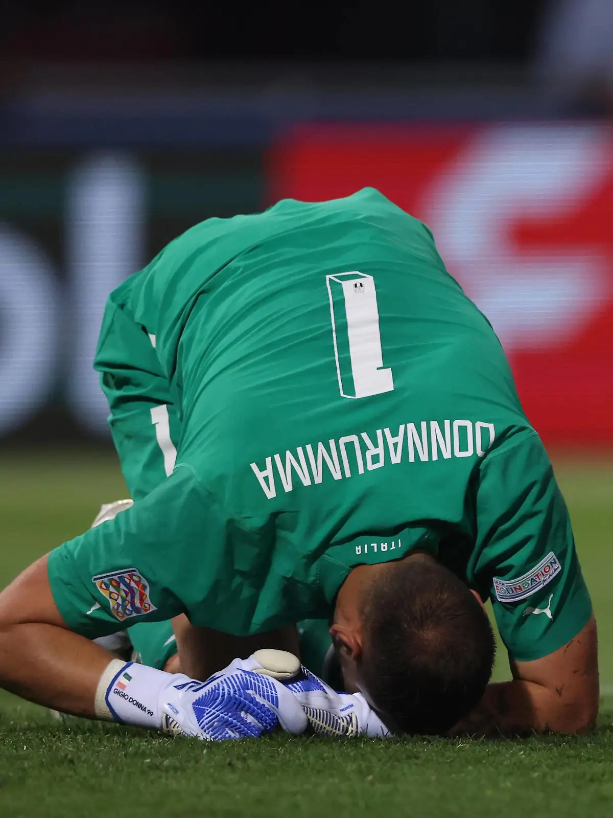  Bologna, Italy, 4th June 2022. Gianluigi Donnarumma of Italy lays injured after hurting his wrist during the UEFA Nations League match at Stadio Renato Dall Ara, Bologna. Picture credit should read: Jonathan Moscrop / Sportimage PUBLICATIONxNOTxINxUK SPI-1724-0019