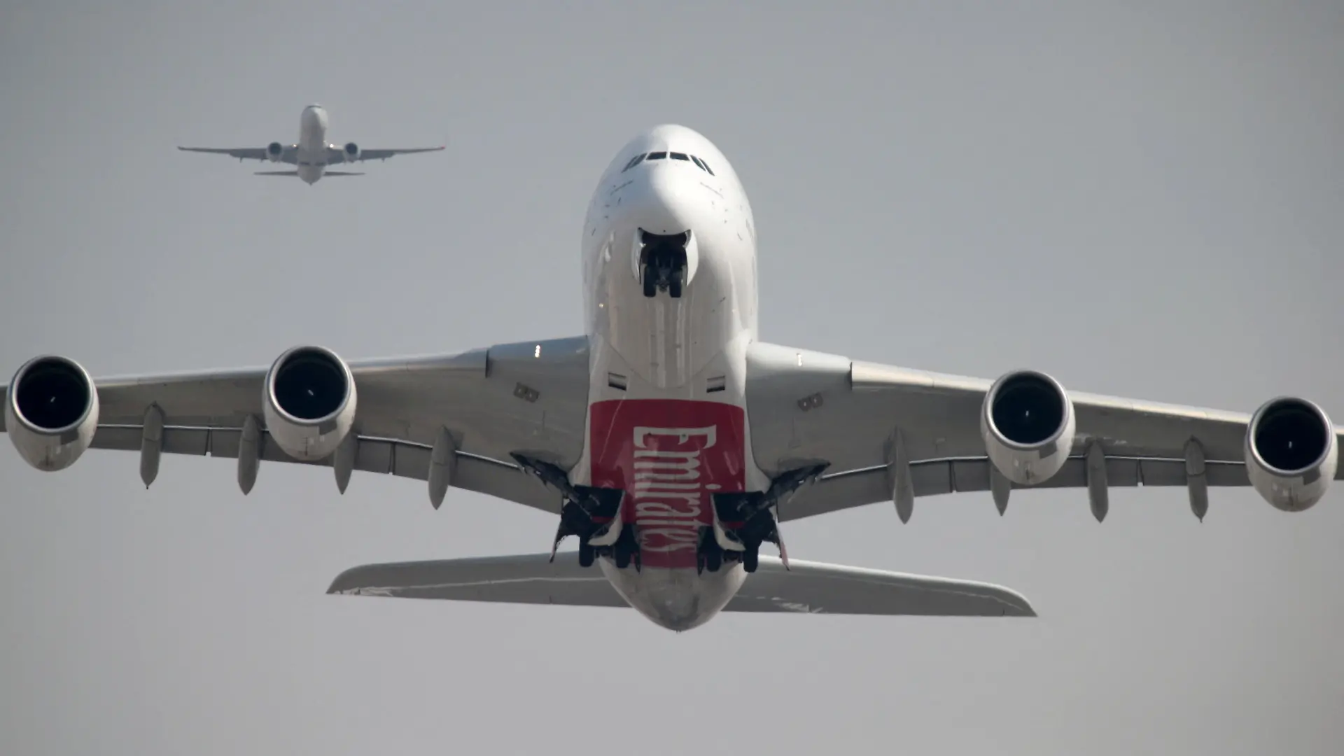 FILE PHOTO: An Emirates Airline Airbus A380-800 plane takes off from Dubai International Airport in Dubai, United Arab Emirates February 15, 2019. REUTERS/Christopher Pike/File Photo