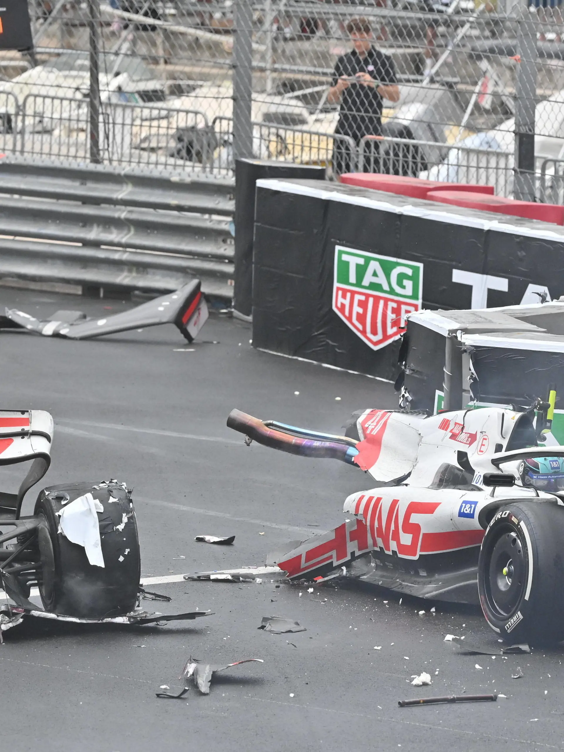 Sport Bilder des Tages crash, accident, 47 SCHUMACHER Mick ger, Haas F1 Team VF-22 Ferrari, action during the Formula 1 Grand Prix de Monaco 2022, 7th round of the 2022 FIA Formula One World Championship, WM, Weltmeisterschaft on the Circuit de Monaco, from May 27 to 29, 2022 in Monte-Carlo, Monaco - F1 - MONACO GRAND PRIX 2022 - Race DPPI/Panoramic PUBLICATIONxNOTxINxFRAxITAxBEL 00122019_29-05-2022-MCO-4124-PVE