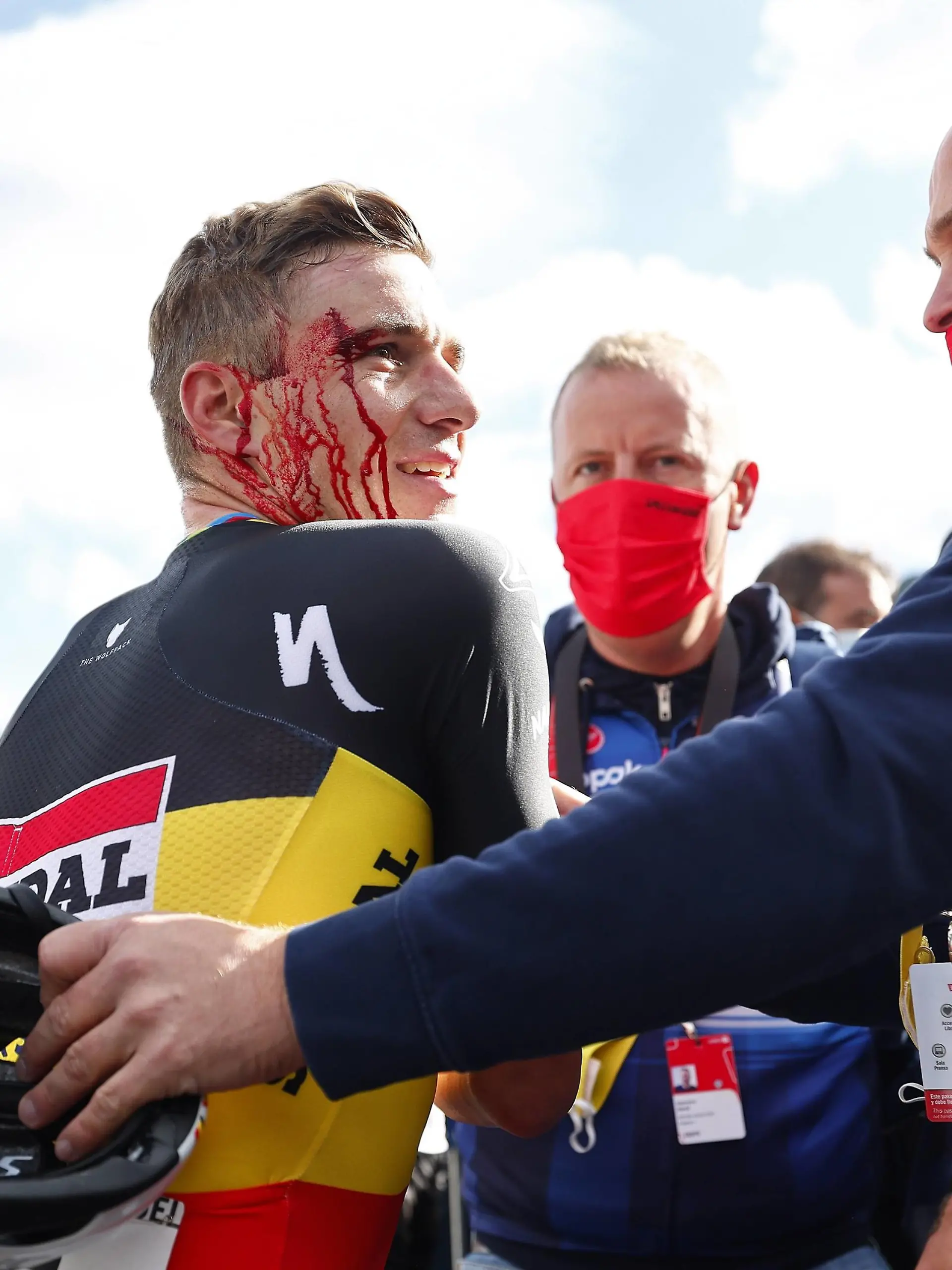 Belgian Remco Evenepoel of Soudal Quick-Step L celebrates after winning stage 3 of the 2023 edition of the Vuelta a Espana , Tour of Spain cycling race from Suria to Arinsal, Andorra 158,5 km, Monday 28 August 2023. The Vuelta takes place from 26 August to 17 September. JOSEPxLAGO PUBLICATIONxNOTxINxBELxFRAxNED x72806065x