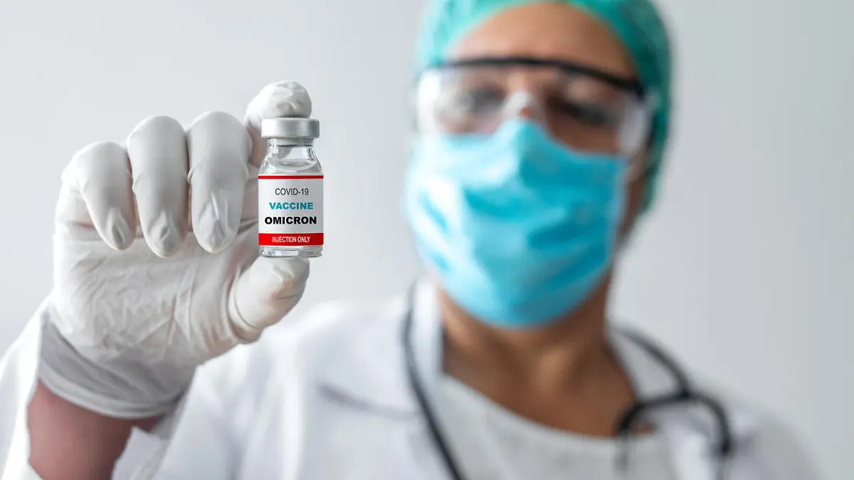 Vial of coronavirus vaccine, omicron or nu variant