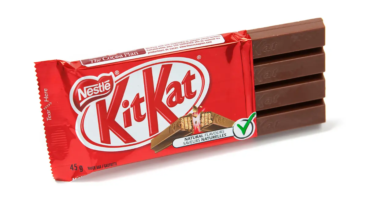 "Toronto, Canada - May 10, 2012: This is a studio shot of KitKat wafer bar candy made by Nestle isolated on a white background."
