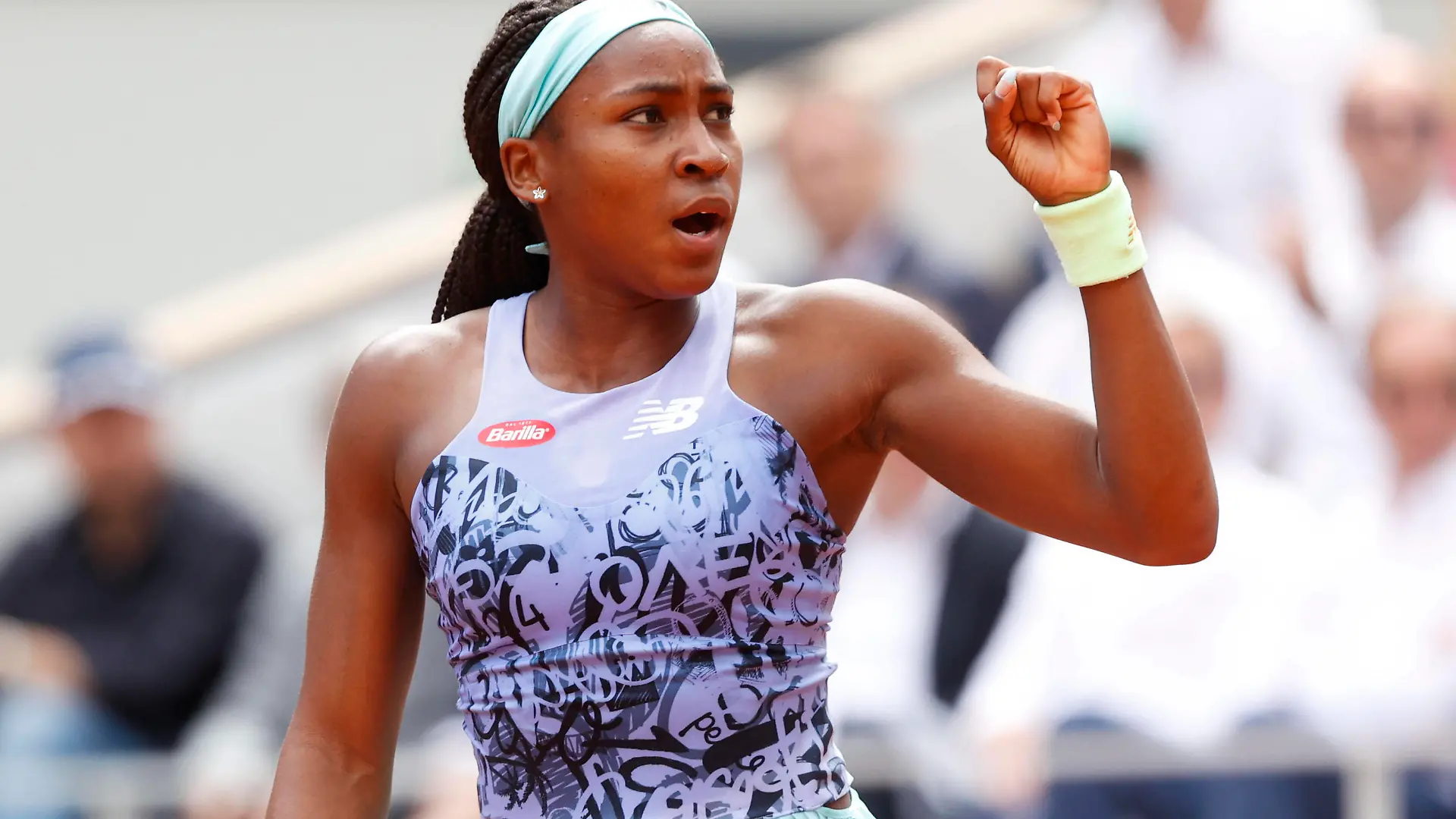  French Open 2022, Cori Coco Gauff macht die Faust und jubelt,Jubel,Freude,Emotion *** French Open 2022, Cori Coco Gauff makes fist and cheers,jubilation,joy,emotion Copyright: xJuergenxHasenkopfx