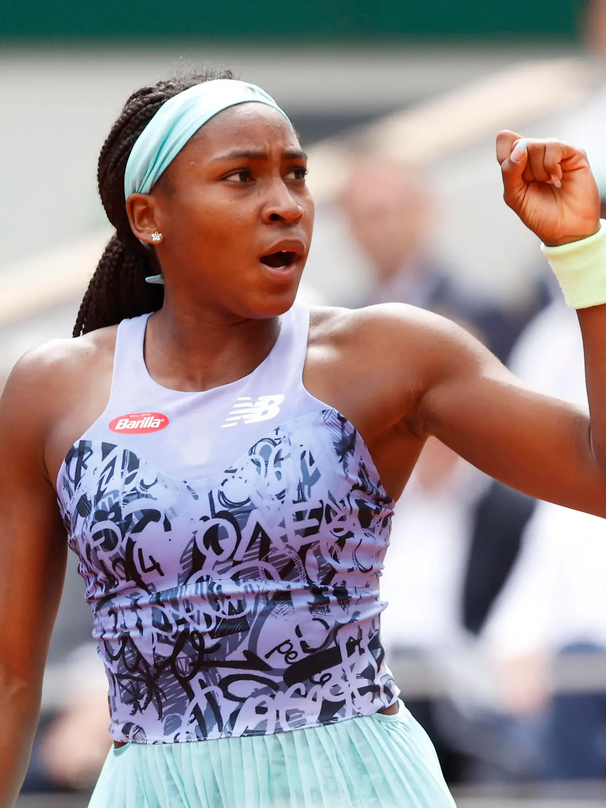  French Open 2022, Cori Coco Gauff macht die Faust und jubelt,Jubel,Freude,Emotion *** French Open 2022, Cori Coco Gauff makes fist and cheers,jubilation,joy,emotion Copyright: xJuergenxHasenkopfx