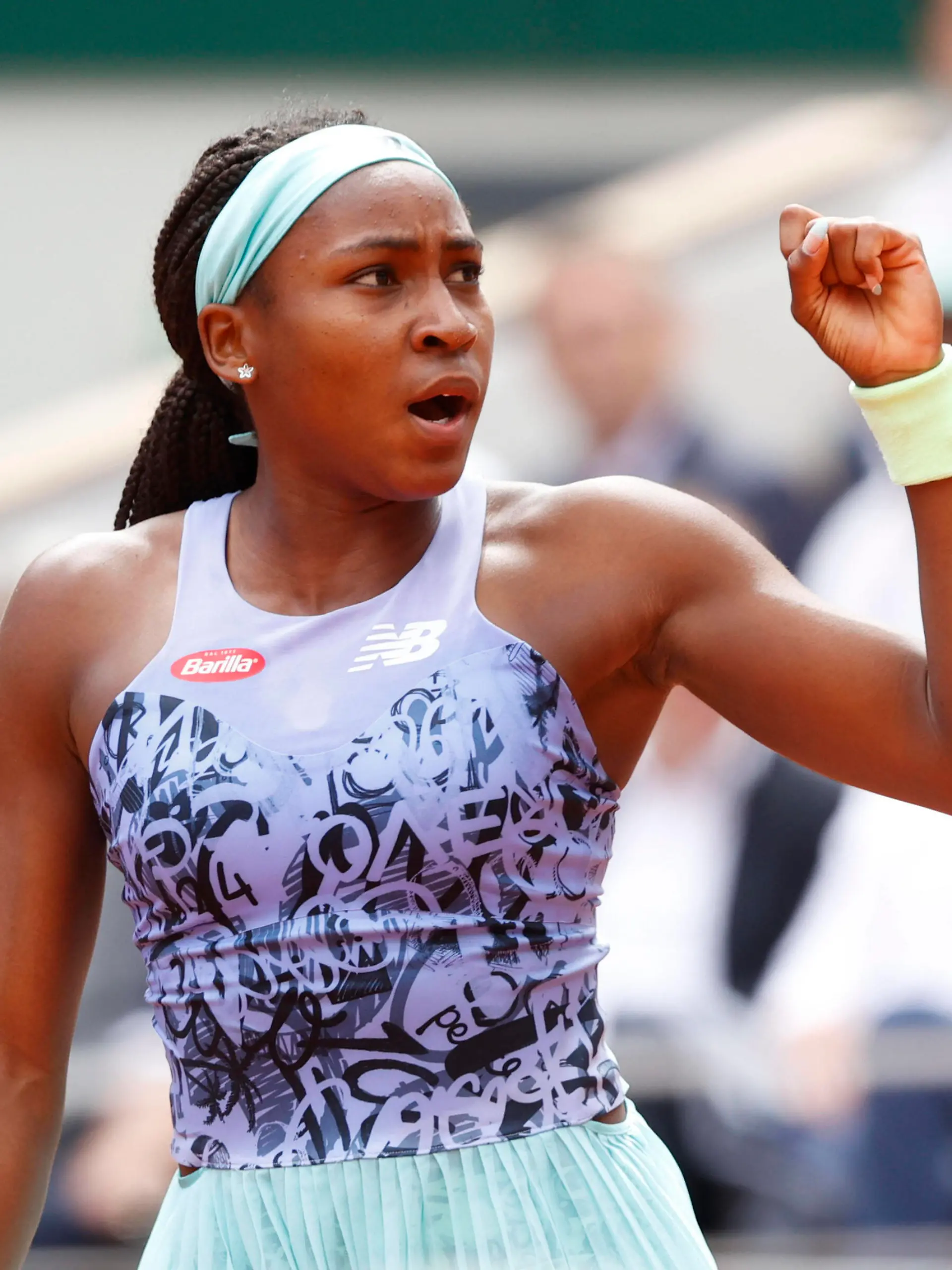  French Open 2022, Cori Coco Gauff macht die Faust und jubelt,Jubel,Freude,Emotion *** French Open 2022, Cori Coco Gauff makes fist and cheers,jubilation,joy,emotion Copyright: xJuergenxHasenkopfx