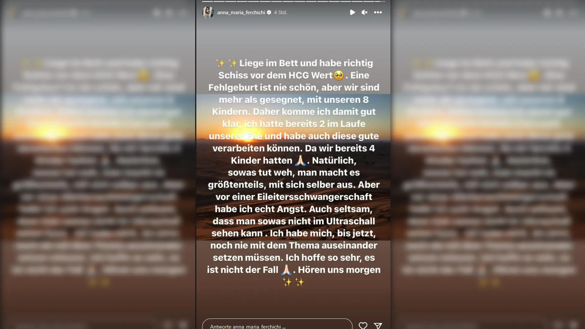 Anna-Maria Ferchichi offenbart in ihrer Instagramstory ihre Gefühle zu einer Eileiterschwangerschaft.