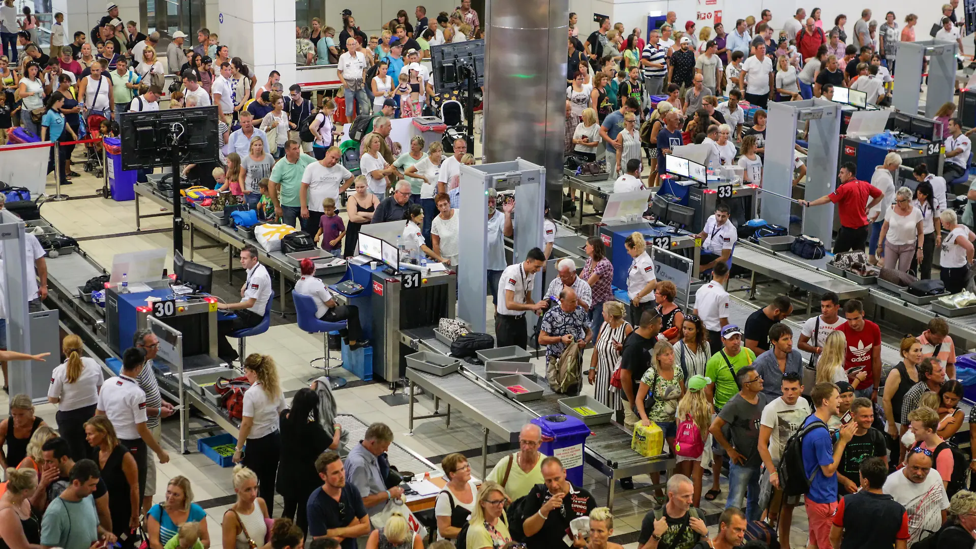 Antalya, Turkey - September 10, 2016: Security and passport control at Antalya International Airport, Turkey.