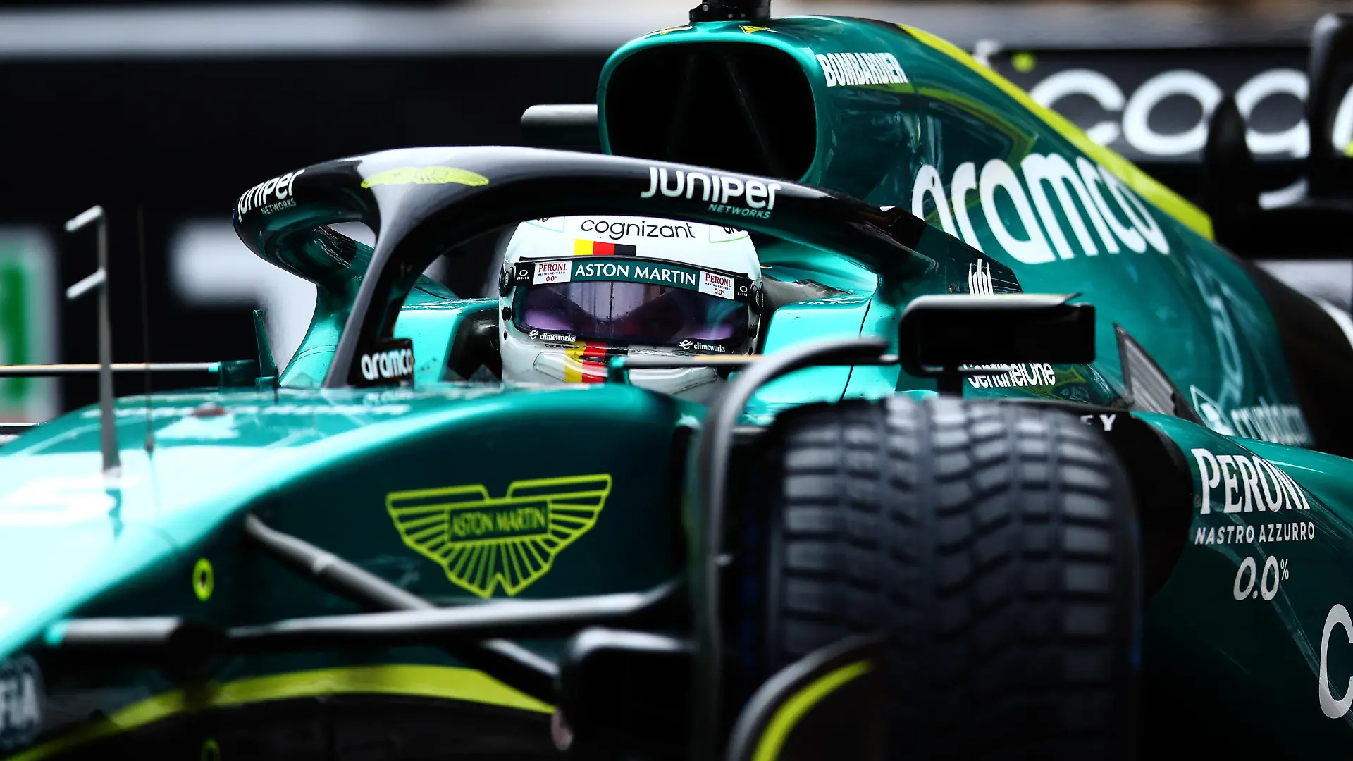 MONTE-CARLO, MONACO - MAY 29: Sebastian Vettel of Germany driving the (5) Aston Martin AMR22 Mercedes in the Pitlane during the F1 Grand Prix of Monaco at Circuit de Monaco on May 29, 2022 in Monte-Carlo, Monaco. (Photo by Eric Alonso/Getty Images)