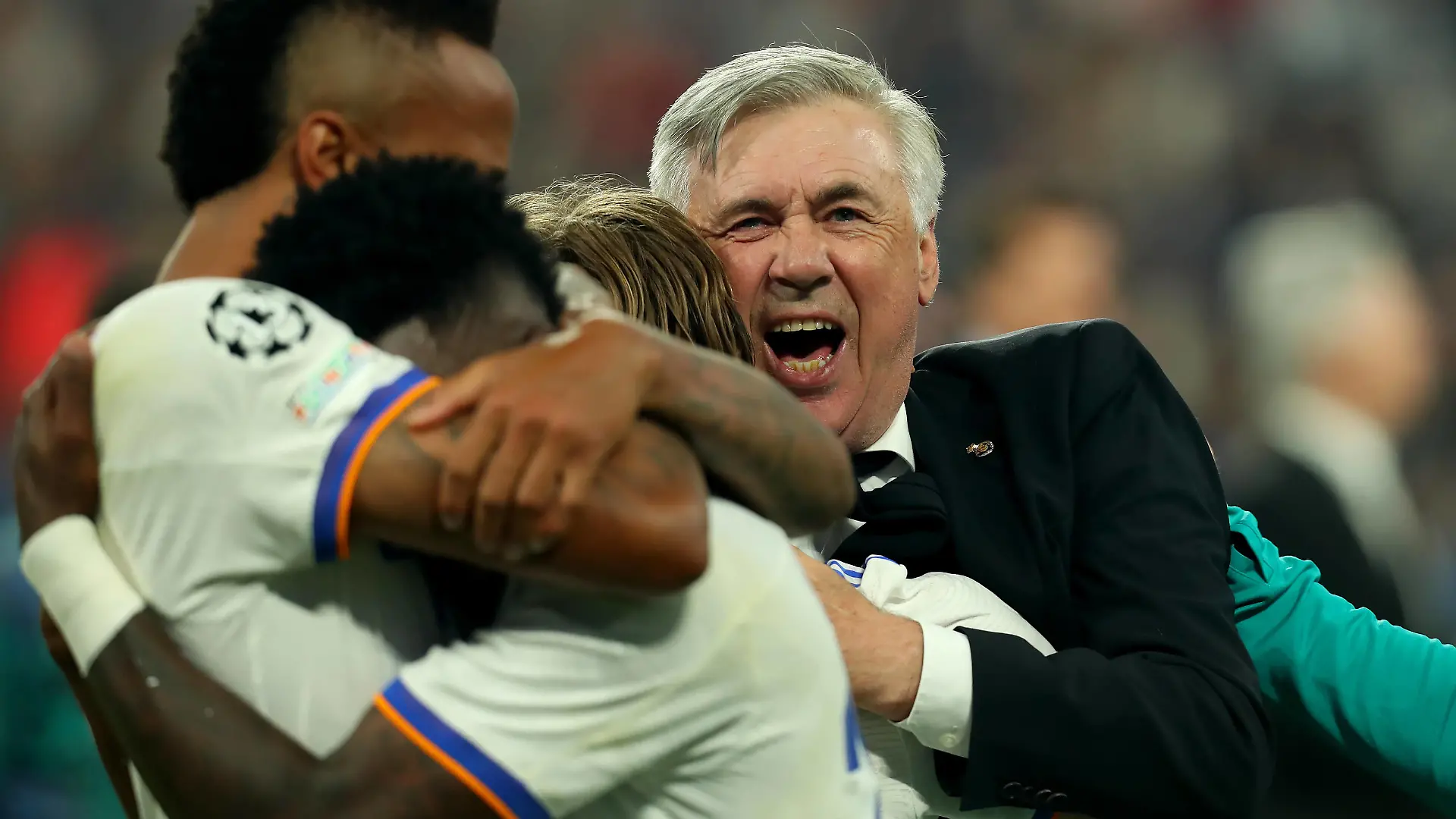  28th May 2022 Stade de France stadium, Saint-Denis, Paris, France. Champions League football final between Liverpool FC and Real Madrid Real Madrid Manager Carlo Ancelotti celebrates after they win the Champions League final PUBLICATIONxNOTxINxUK ActionPlus12394261 ShaunxBrooks