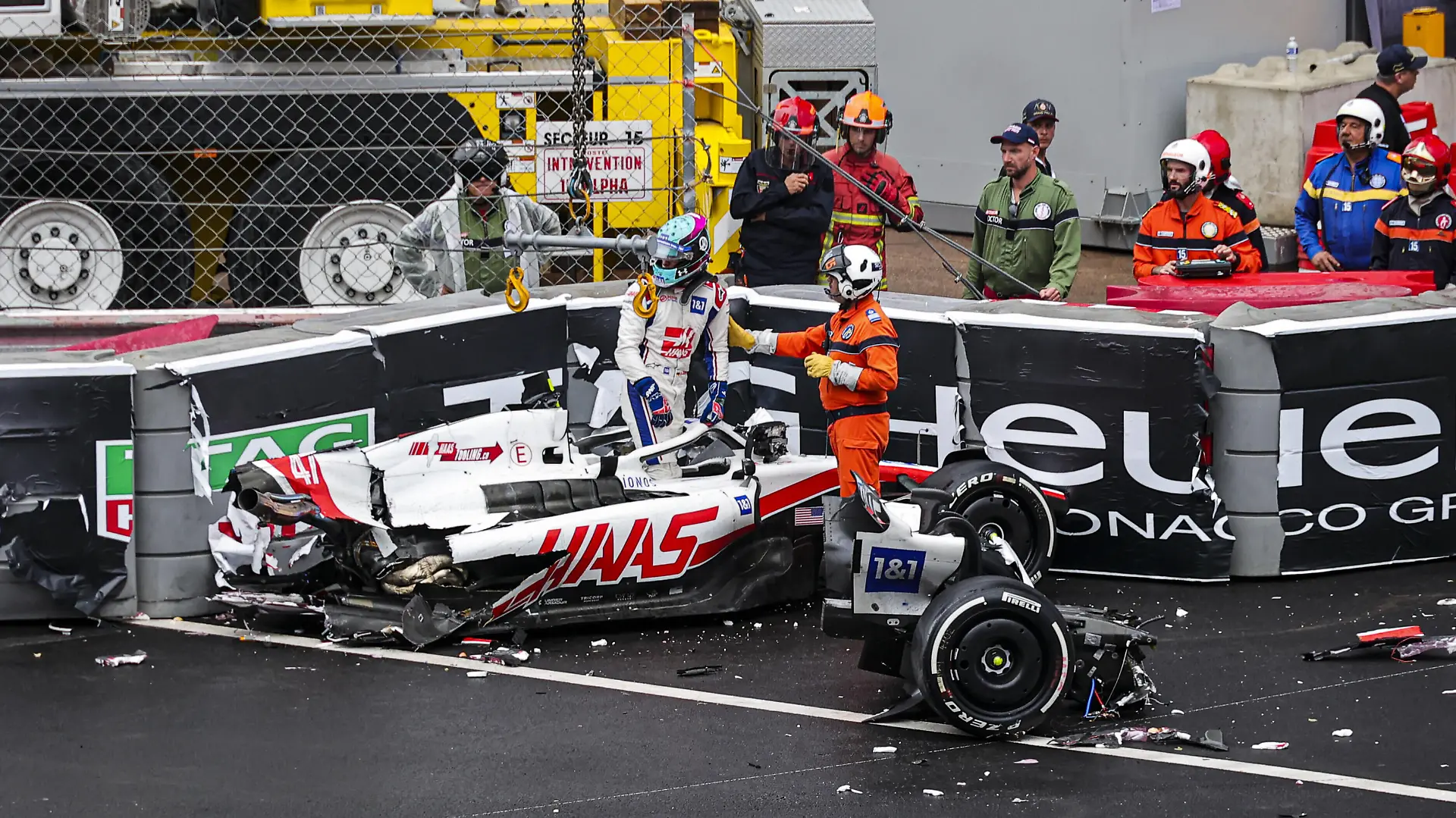 Crash, SCHUMACHER Mick ger, Haas F1 Team VF-22 Ferrari, portrait during the Formula 1 Grand Prix de Monaco 2022, 7th round of the 2022 FIA Formula One World Championship, WM, Weltmeisterschaft on the Circuit de Monaco, from May 27 to 29, 2022 in Monte-Carlo, Monaco - F1 - MONACO GRAND PRIX 2022 - Race DPPI/Panoramic PUBLICATIONxNOTxINxFRAxITAxBEL DC0A1068