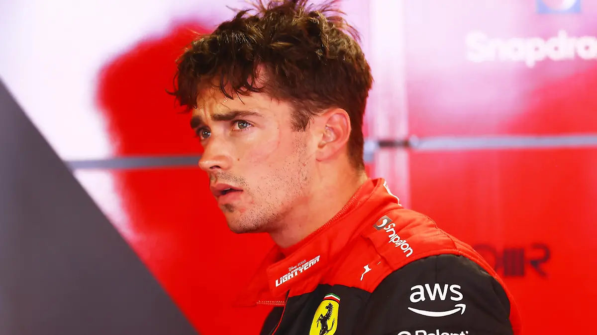 MONTE-CARLO, MONACO - MAY 28: Charles Leclerc of Monaco and Ferrari looks on in the garage during final practice ahead of the F1 Grand Prix of Monaco at Circuit de Monaco on May 28, 2022 in Monte-Carlo, Monaco. (Photo by Eric Alonso/Getty Images)