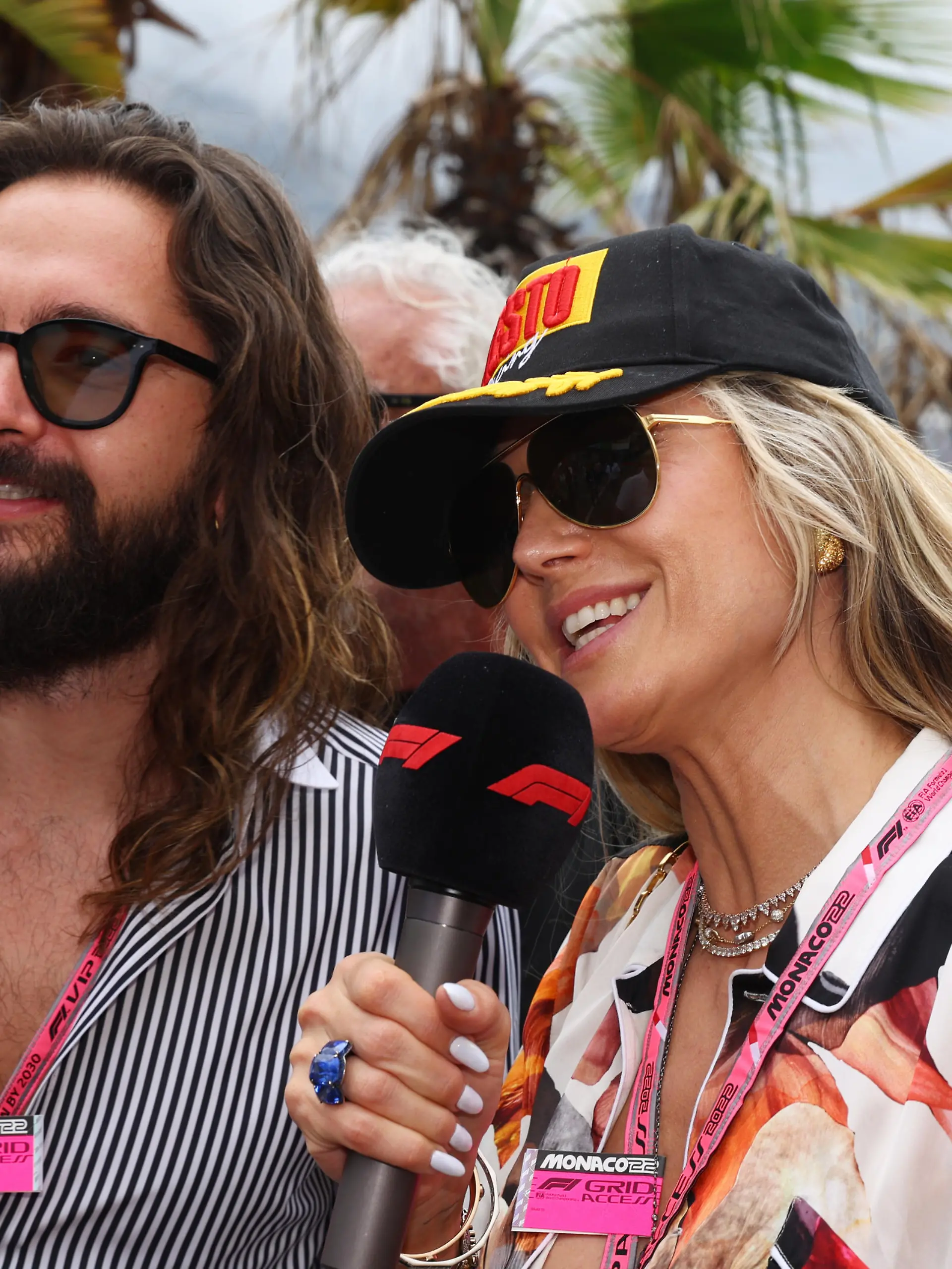MONTE-CARLO, MONACO - MAY 29: Heidi Klum and Tom Kaulitz talk to the media ahead of the F1 Grand Prix of Monaco at Circuit de Monaco on May 29, 2022 in Monte-Carlo, Monaco. (Photo by Clive Rose/Getty Images)