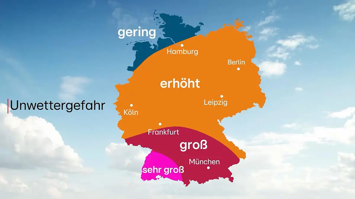Unwettergefahr in Deutschland am Dienstag, 11. Juli,
